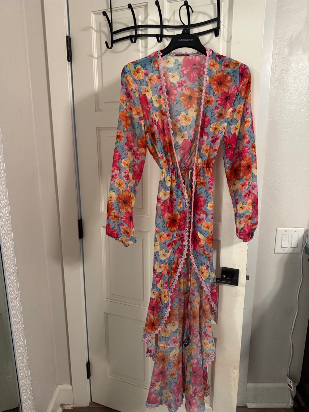 Vetchy Floral Sheer Maxi Cover-Up in Pink & Blue